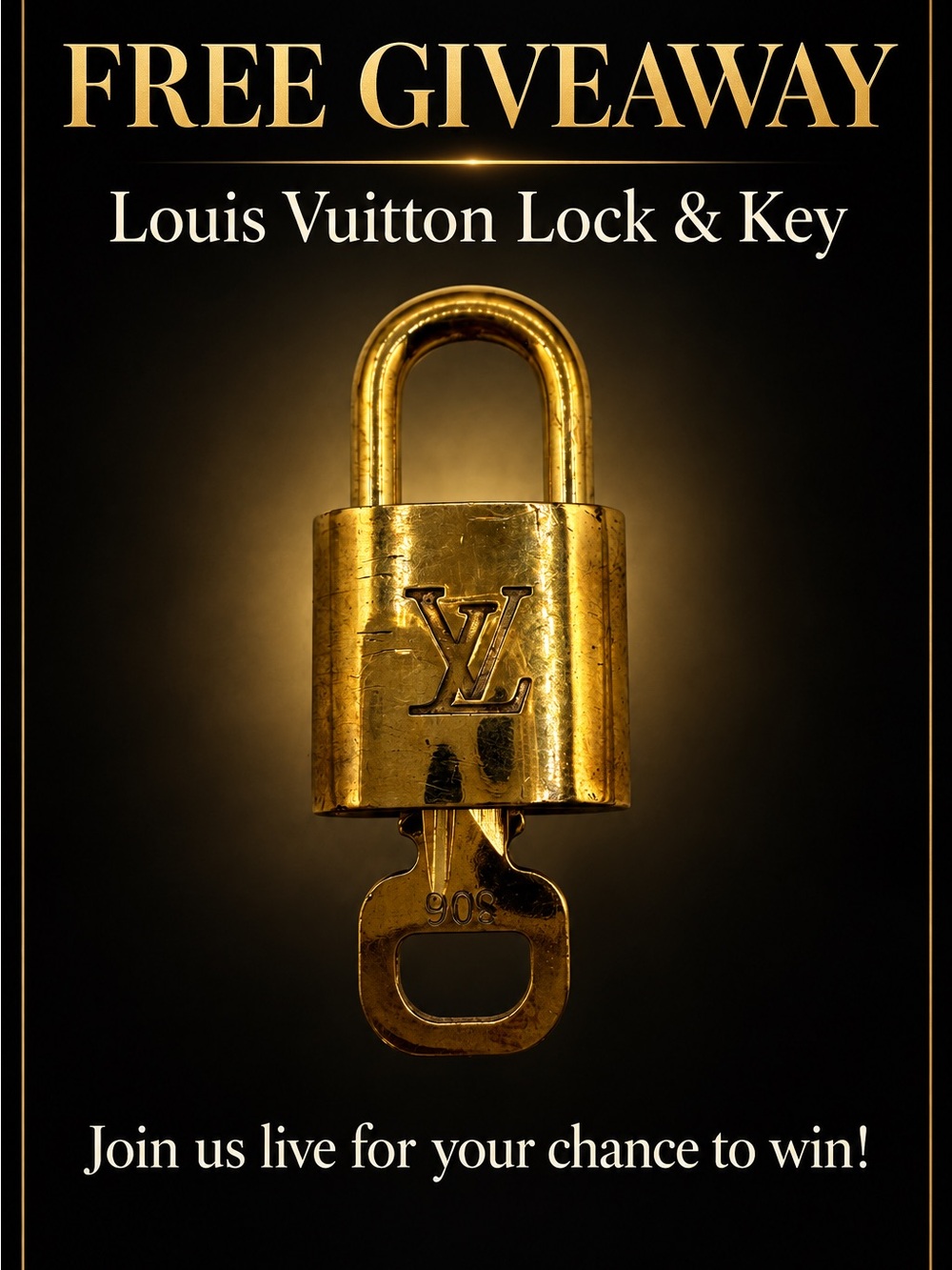 Louis Vuitton Gold-tone Lock & Key Accessory